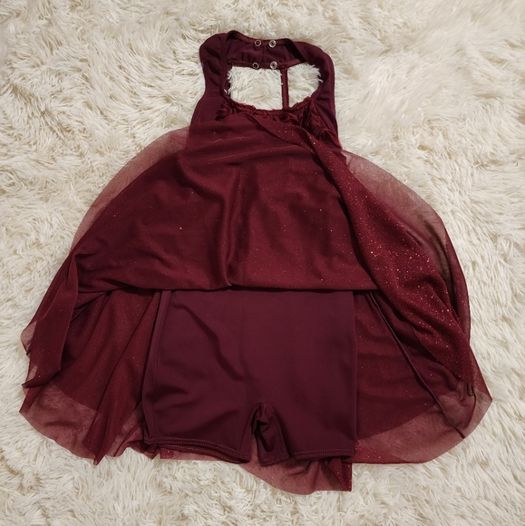 Weissman Girls Maroon Glitter Halter Dress Dance Costume || Large - Picture 9 of 11